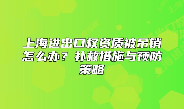 上海进出口权资质被吊销怎么办?补救措施与预防策略