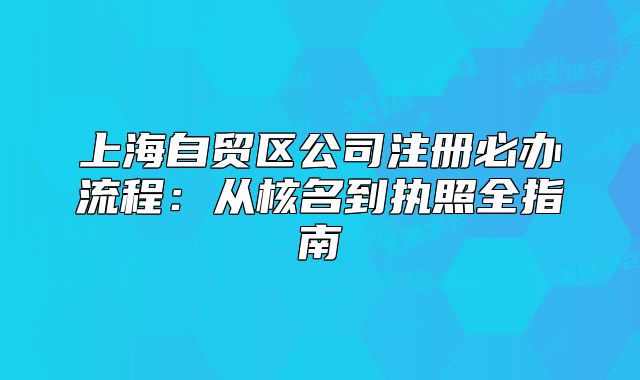 上海自贸区公司注册必办流程：从核名到执照全指南