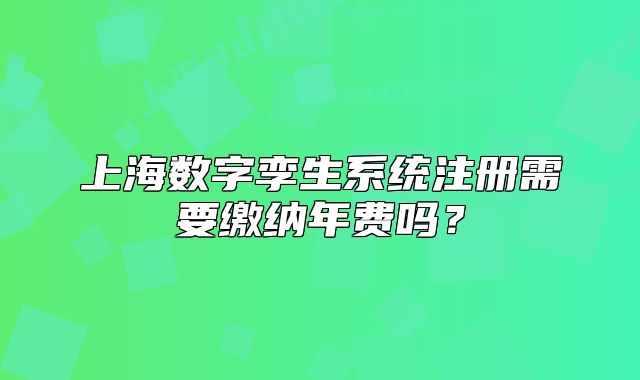 上海数字孪生系统注册需要缴纳年费吗？