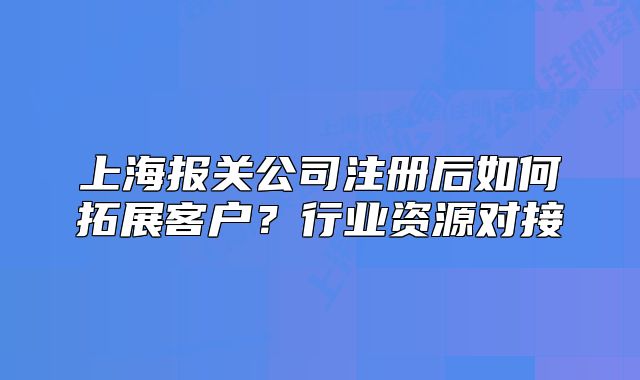 上海报关公司注册后如何拓展客户?行业资源对接