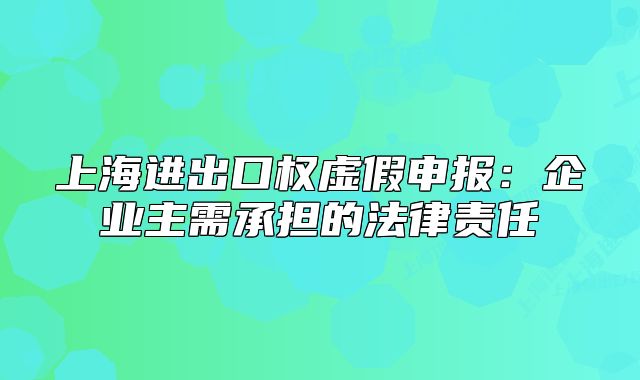 上海进出口权虚假申报:企业主需承担的法律责任