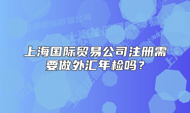上海国际贸易公司注册需要做外汇年检吗?