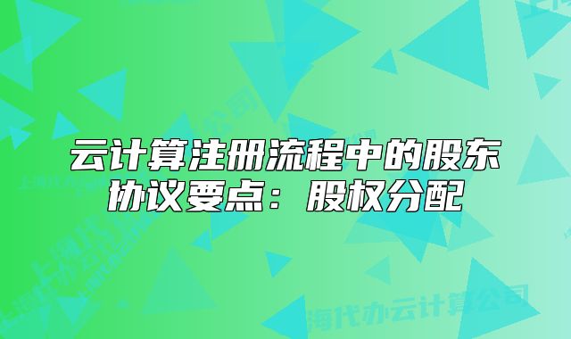 云计算注册流程中的股东协议要点:股权分配
