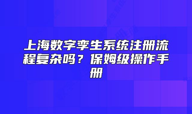 上海数字孪生系统注册流程复杂吗?保姆级操作手册