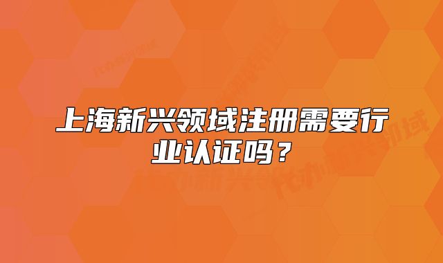 上海新兴领域注册需要行业认证吗?