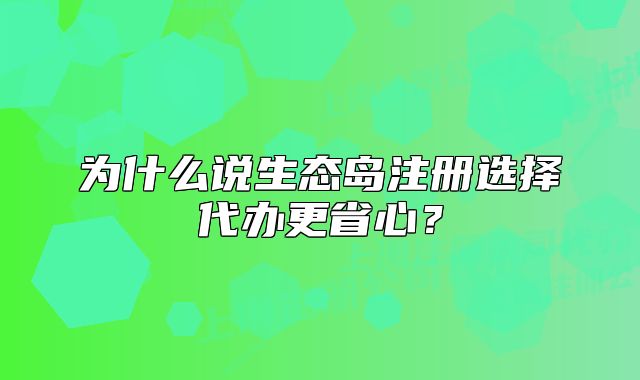 为什么说生态岛注册选择代办更省心?