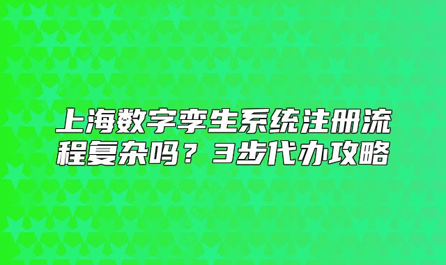 上海数字孪生系统注册流程复杂吗?3步代办攻略