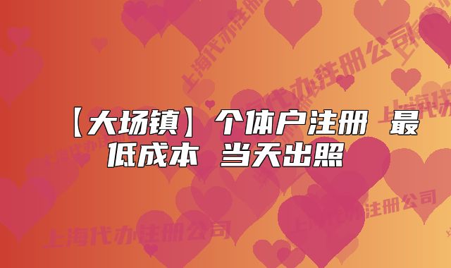 【大场镇】个体户注册 最低成本 当天出照