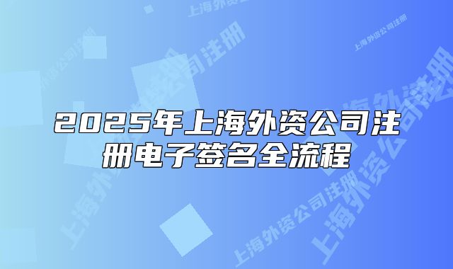 2025年上海外资公司注册电子签名全流程