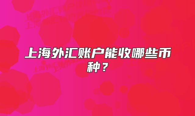上海外汇账户能收哪些币种？