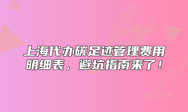上海代办碳足迹管理费用明细表，避坑指南来了！