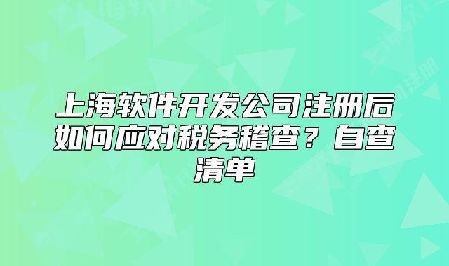 上海软件开发公司注册后如何应对税务稽查?自查清单