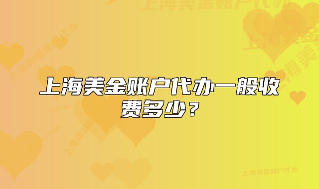 上海美金账户代办一般收费多少?
