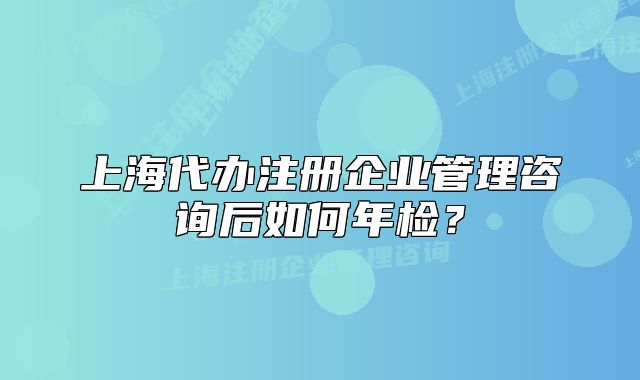上海代办注册企业管理咨询后如何年检?