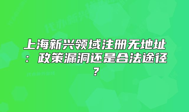 上海新兴领域注册无地址：政策漏洞还是合法途径？