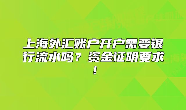 上海外汇账户开户需要银行流水吗?资金证明要求!