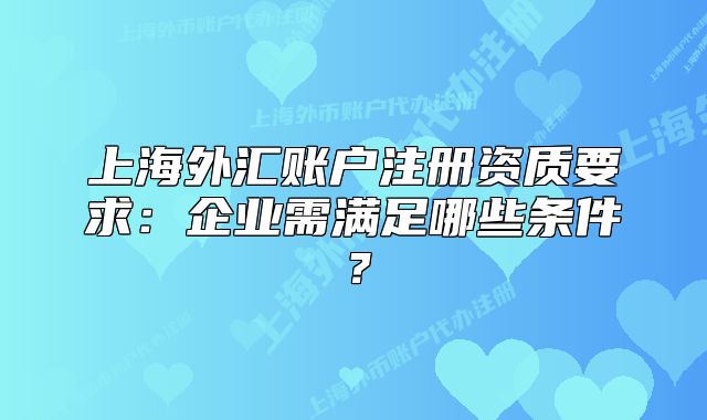 上海外汇账户注册资质要求:企业需满足哪些条件?