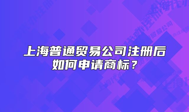 上海普通贸易公司注册后如何申请商标?