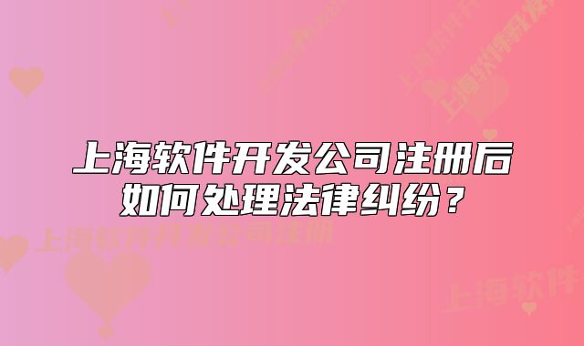 上海软件开发公司注册后如何处理法律纠纷？