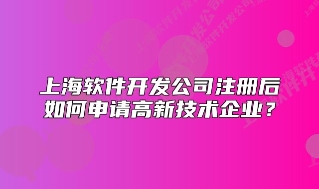 上海软件开发公司注册后如何申请高新技术企业?