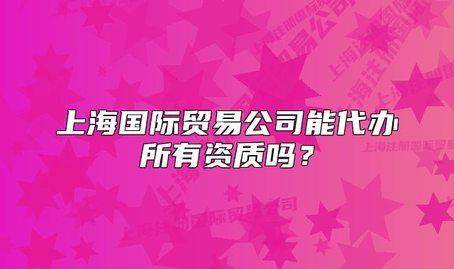 上海国际贸易公司能代办所有资质吗?