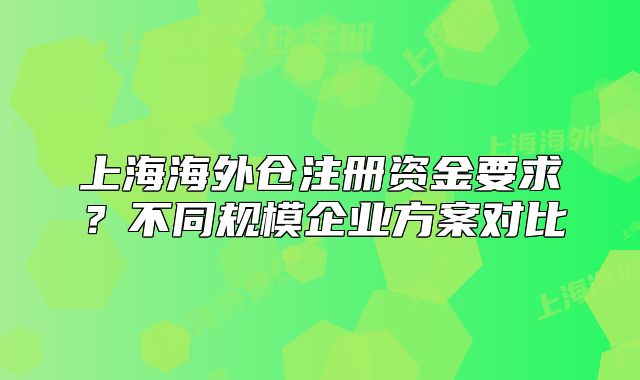 上海海外仓注册资金要求？不同规模企业方案对比