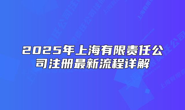 2025年上海有限责任公司注册最新流程详解