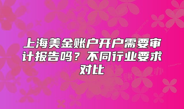 上海美金账户开户需要审计报告吗?不同行业要求对比