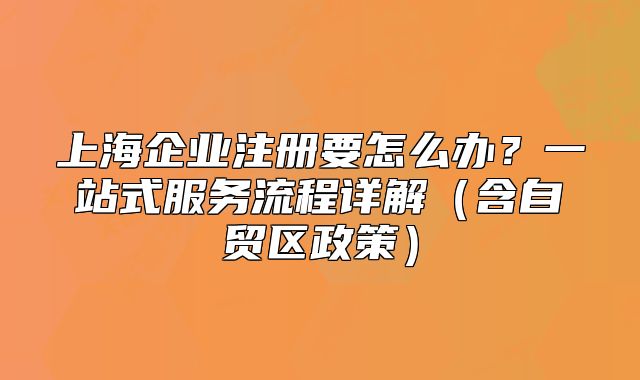 上海企业注册要怎么办？一站式服务流程详解（含自贸区政策）