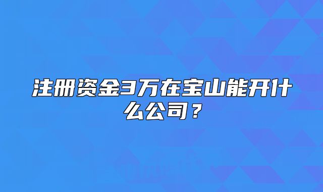 注册资金3万在宝山能开什么公司?