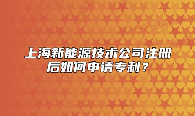 上海新能源技术公司注册后如何申请专利?