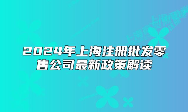 2024年上海注册批发零售公司最新政策解读