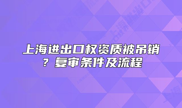 上海进出口权资质被吊销?复审条件及流程