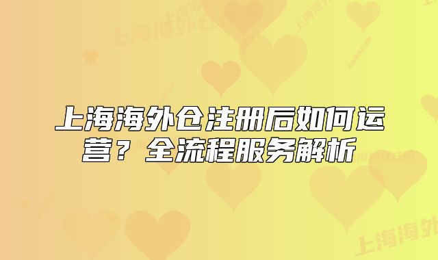 上海海外仓注册后如何运营？全流程服务解析