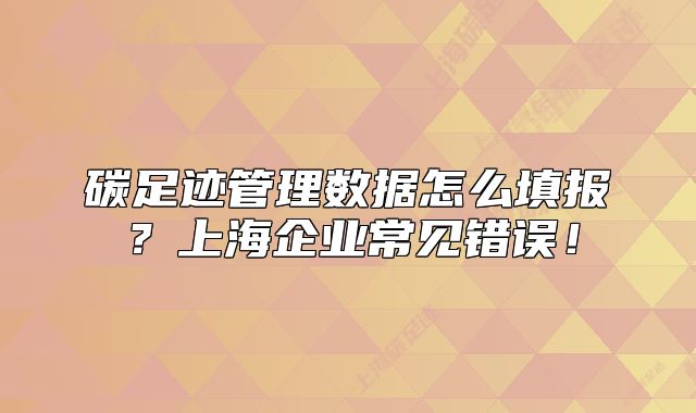 碳足迹管理数据怎么填报?上海企业常见错误!