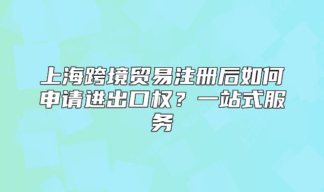 上海跨境贸易注册后如何申请进出口权?一站式服务