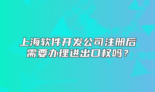 上海软件开发公司注册后需要办理进出口权吗?