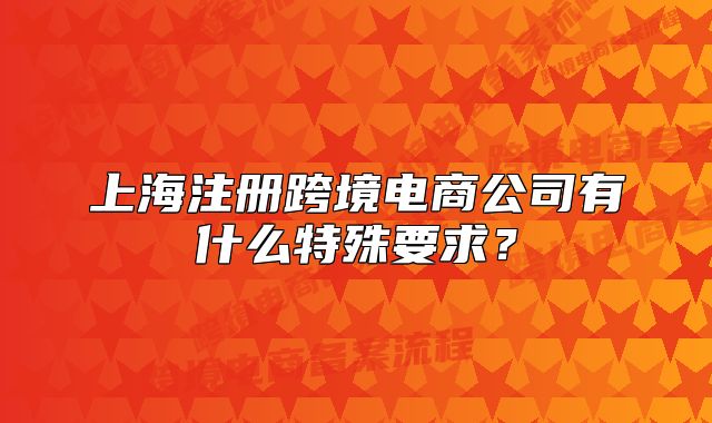 上海注册跨境电商公司有什么特殊要求?