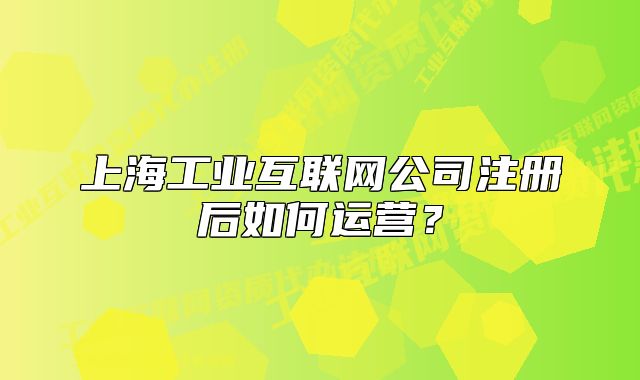 上海工业互联网公司注册后如何运营?