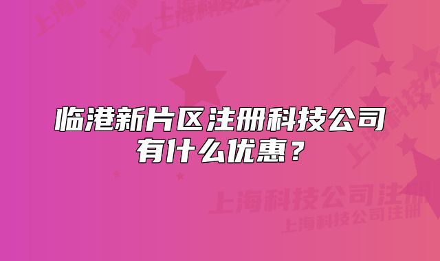 临港新片区注册科技公司有什么优惠?
