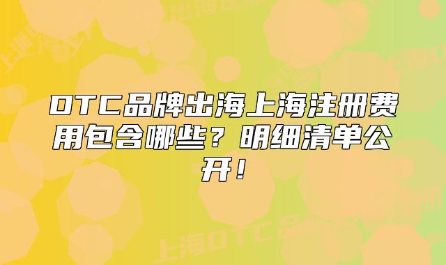 DTC品牌出海上海注册费用包含哪些?明细清单公开!