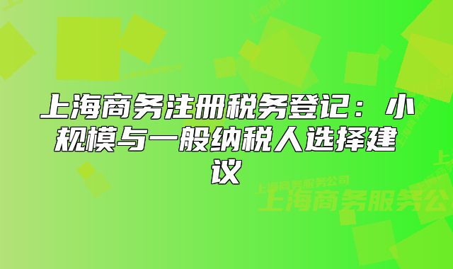 上海商务注册税务登记：小规模与一般纳税人选择建议