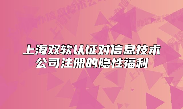 上海双软认证对信息技术公司注册的隐性福利
