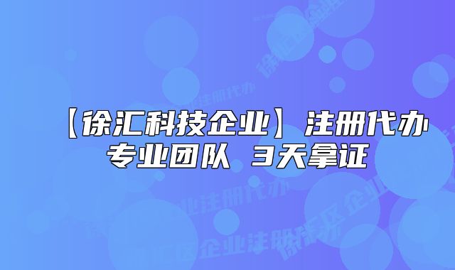【徐汇科技企业】注册代办 专业团队 3天拿证