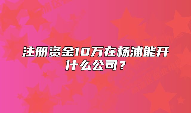 注册资金10万在杨浦能开什么公司?