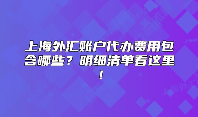 上海外汇账户代办费用包含哪些？明细清单看这里！