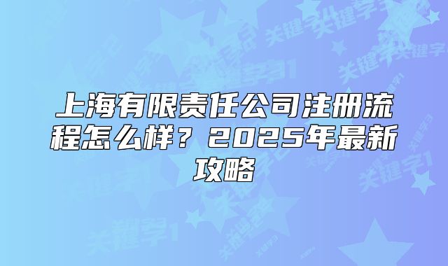 上海有限责任公司注册流程怎么样？2025年最新攻略