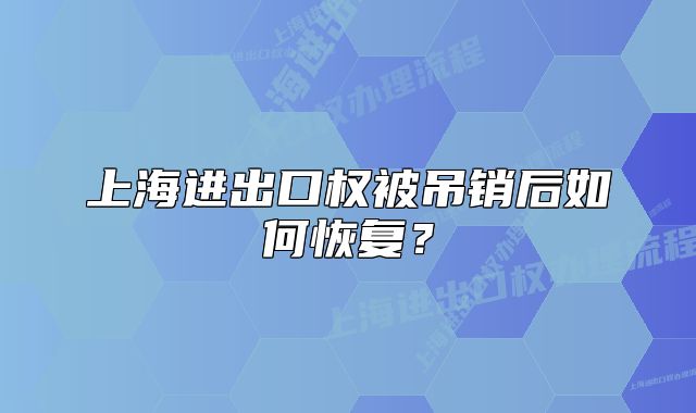 上海进出口权被吊销后如何恢复?