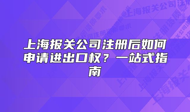 上海报关公司注册后如何申请进出口权？一站式指南