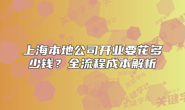 上海本地公司开业要花多少钱?全流程成本解析